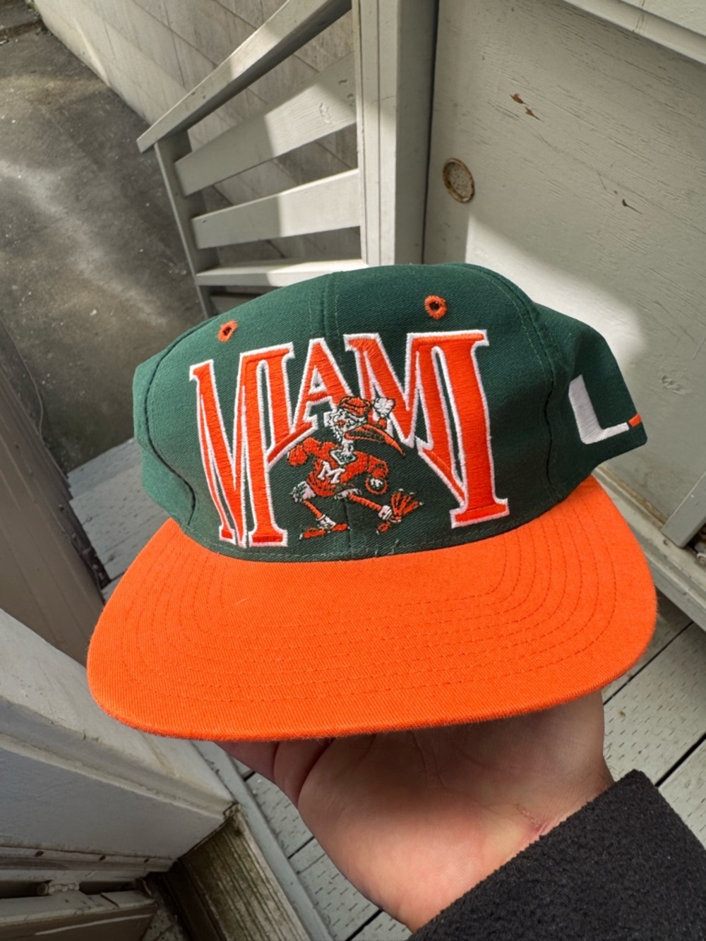 Vintage Miami Hurricanes Snapback Hat The Game NCAA 90s Green Orange Cap